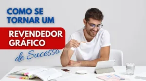 Espaço de trabalho vibrante de revendedor gráfico com designs coloridos e materiais artísticos organizados.