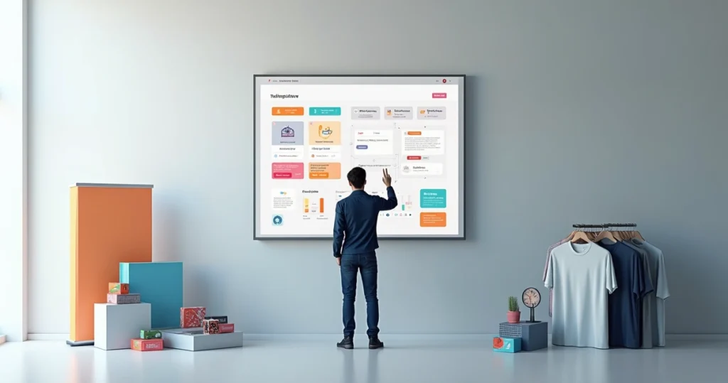 Revendedor gráfico usando painel vertical com orçamentos digitais e status de pedidos integrados